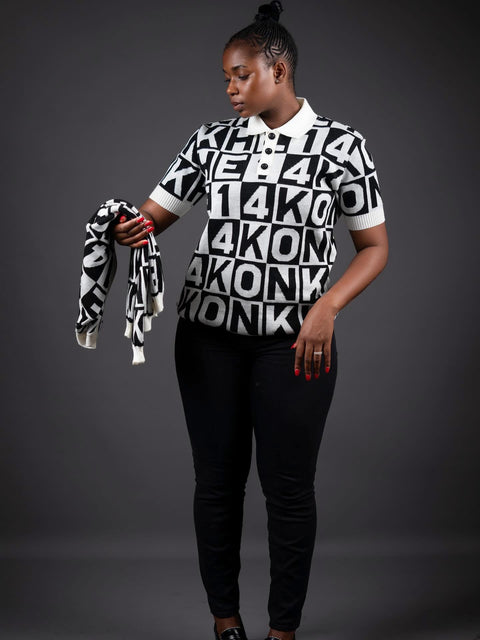 Konkhe 14White & Black Word Puzzle Unisex T-shirt Golfers