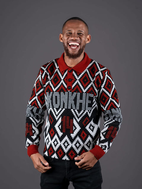 Konkhe 14 Knitted Unisex long-sleeve golfers “Ububomvu” – The Maroon One