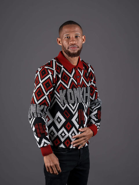 Konkhe 14 Knitted Unisex long-sleeve golfers “Ububomvu” – The Maroon One
