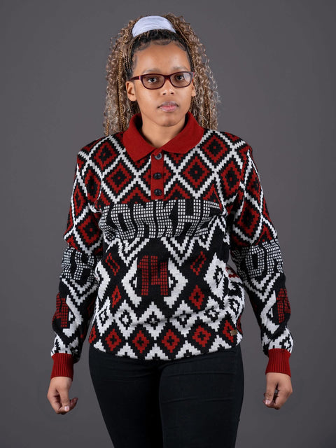 Konkhe 14 Knitted Unisex long-sleeve golfers “Ububomvu” – The Maroon One