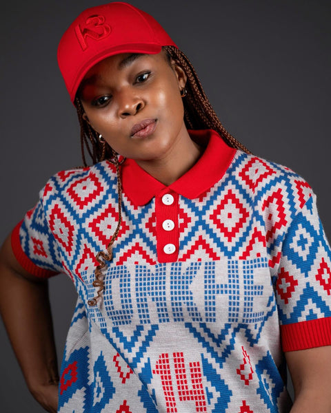 Konkhe 14 knitted Unisex Golfer T-shirt “Umcebo wase Mzansi”