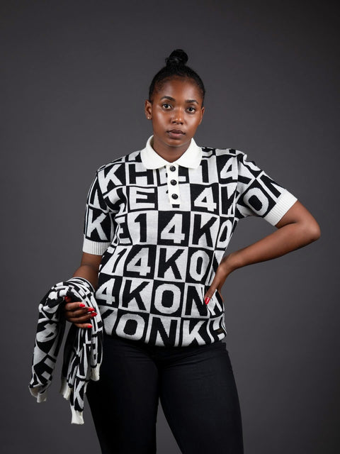 Konkhe 14White & Black Word Puzzle Unisex T-shirt Golfers