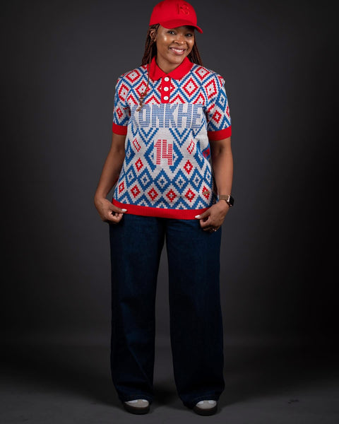 Konkhe 14 knitted Unisex Golfer T-shirt “Umcebo wase Mzansi”
