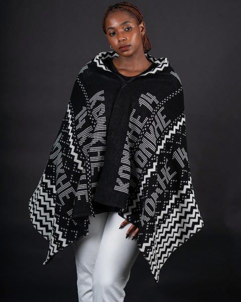 Konkhe kuhamba kahle unisex shawl Black & white – konkhe kuhamba