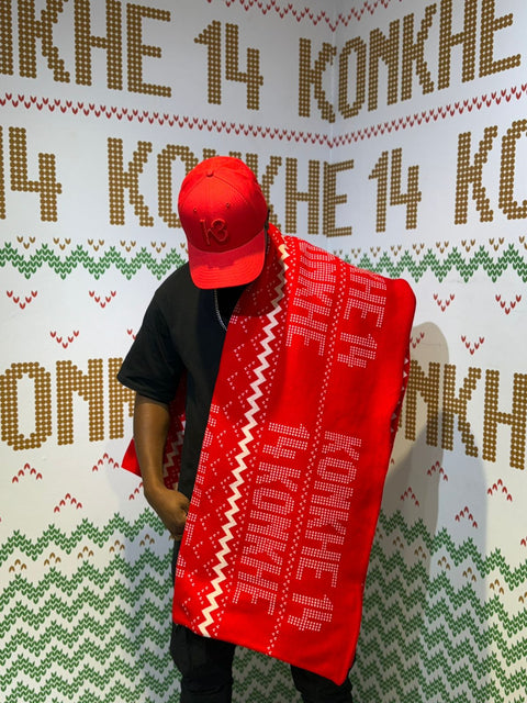 Konkhe kuhamba kahle unisex shawl Red & White