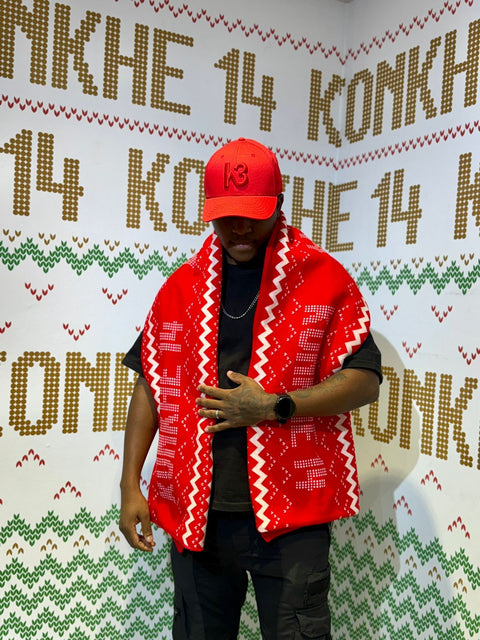 Konkhe kuhamba kahle unisex shawl Red & White