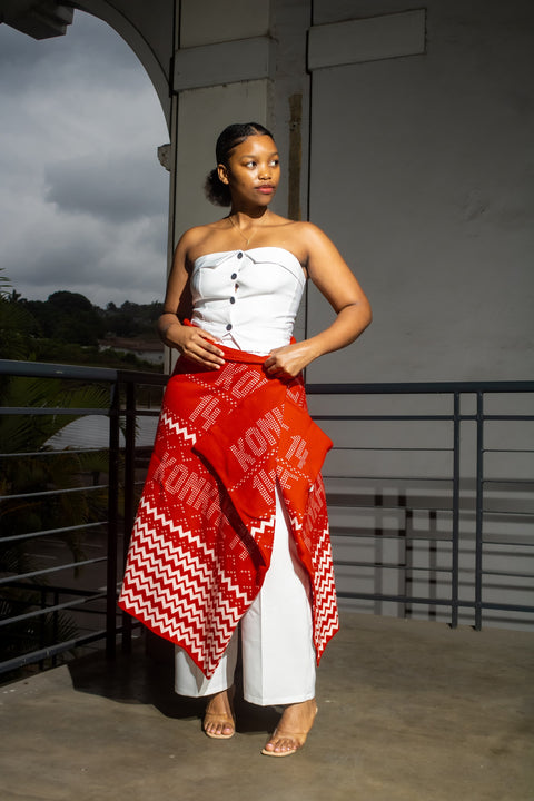 Konkhe kuhamba kahle unisex shawl Red & White