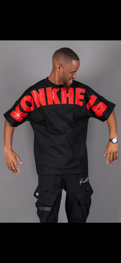 Black/Red konkhe 14 Branded oversized Unisex T-shirts