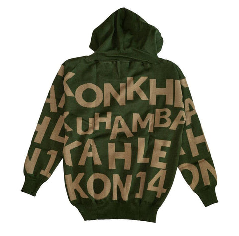 Konkhe Unisex knitted Olive Green Hoodie
