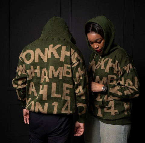 Konkhe Unisex knitted Olive Green Hoodie