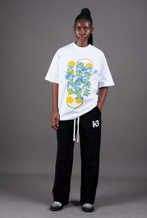 White Coloured Unisex Oversized T-shirts