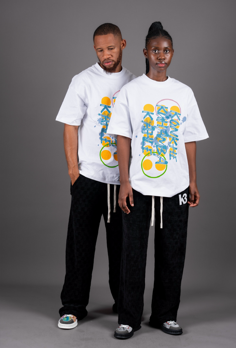 White Coloured Unisex Oversized T-shirts