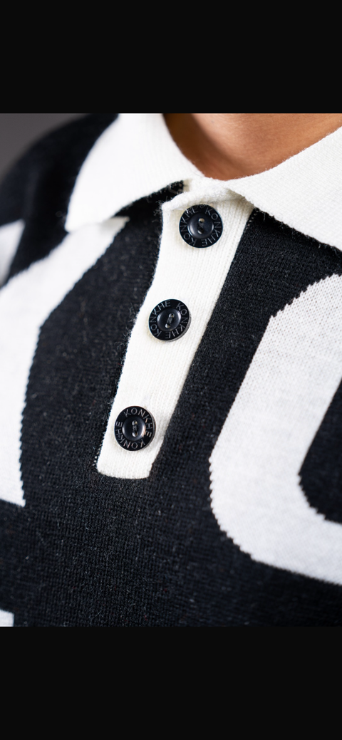 B/W Grid Knit Golfer