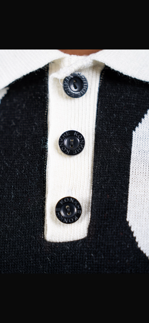 B/W Grid Knit Golfer