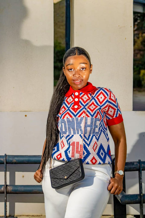 Konkhe 14 knitted Unisex Golfer T-shirt “Umcebo wase Mzansi”