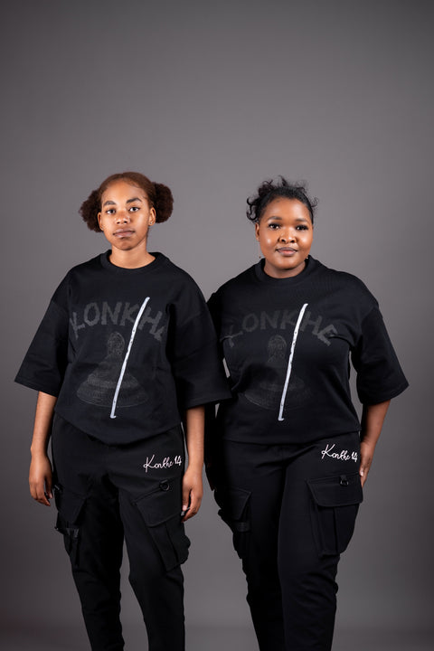 Konkhe Black Mokorotlo Oversized Unisex T-shirts