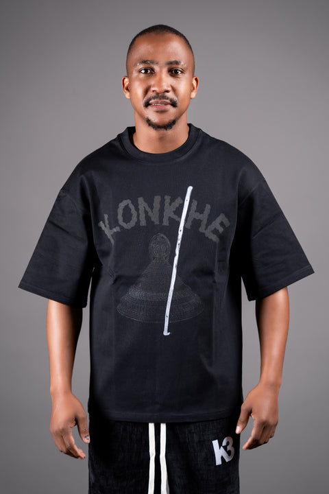 Konkhe Black Mokorotlo Oversized Unisex T-shirts