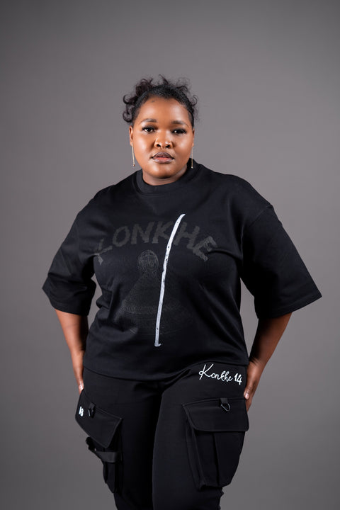 Konkhe Black Mokorotlo Oversized Unisex T-shirts